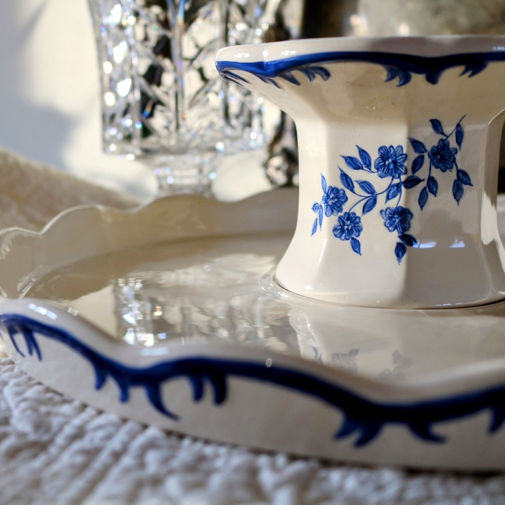 Blue and White Ceramic Cake Stand - Picture 5 of 5
